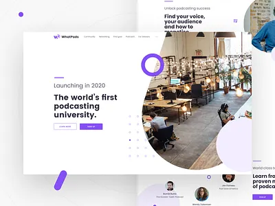 Courses Landing Page branding clean home page landing page pattern podcast podcasting purple shapes ui uidesign visual design website website design