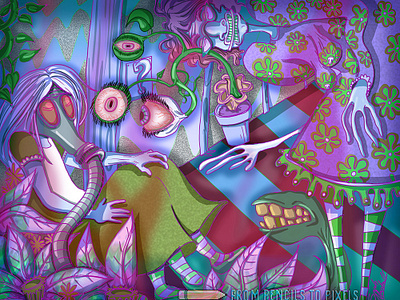 Alice aliceinwonderland creepy drawing gasmask illustration trippy