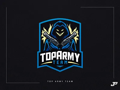 Top Army Team blue branding esports gaming gaming logo illustration logo logo design logotype skull sport logo