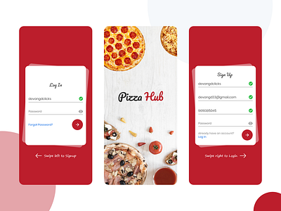 Pizza Hub - Getting Started app design dribbble best shot form form ui login login form login page pizza pizza box pizza hut pizza logo pizza menu pizzeria sign up splash page splashpage ui uplabs user inteface ux