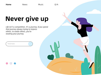 Fly to the moon cacti design illastration ux vector web woman