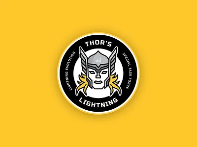 Thor's Lightning Team Badge badge circle illustration lightning logo team thor yellow