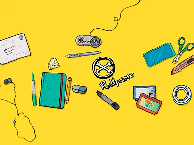 Reddprime Channel banner affinity branding illustration photoshop twitch xp pen youtube