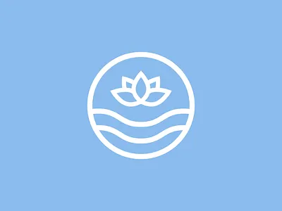 Yoga Logomark blue branding flat graphic design logo design logomark lotus flower ocean round logo vector illustration waves yoga yoga logo