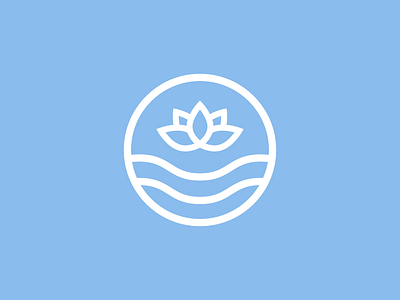 Yoga Logomark blue branding flat graphic design logo design logomark lotus flower ocean round logo vector illustration waves yoga yoga logo
