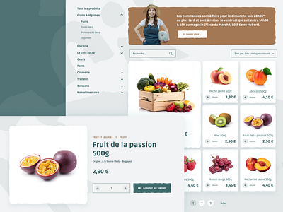 Courgette & Savonnette - Website Design belgium brown design ecommerce farm filters food fruits green market odoo organic shop ui ux vegetables web website