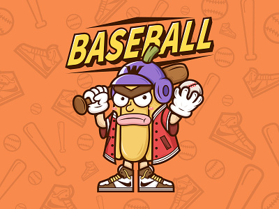 Baseball illustration baseball design illustraion orange