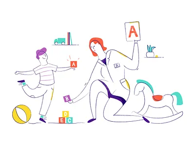 Speech Therapist Illustration boy brush doctor happy illustration kid letter medicine therapist treatment