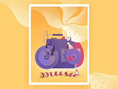 listen to the music design drawing girl hair illustration music note radio women
