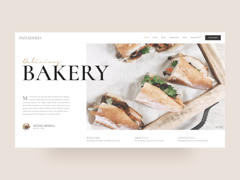 Panaderia animation bakeries bars bistros cafeterias clean coffee shops design food bloggers landing landing page minimal modern pastry shops shop theme ui ux website mockup wordpress