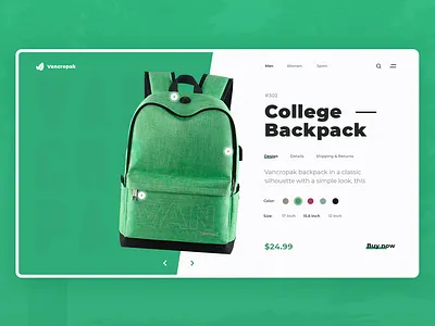 College-Backpack Design backpack desktop e comerce green product shop single product web