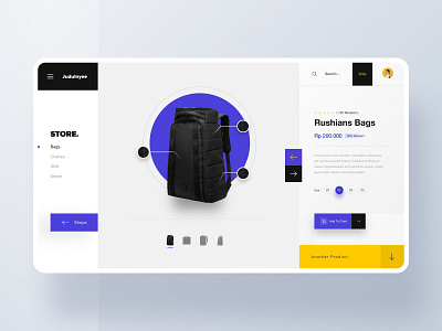 Bags Shop Dashboard apps bag black branding dashboard design desktop dribbble illustration landing market minimalist mobile purple shop shopping app smooth typography website yellow