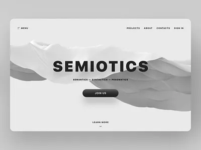 Semiotics: Landing Page Exploration 3d cinema 4d composition landing page layout minimalism ui ui design ux ux design web web design