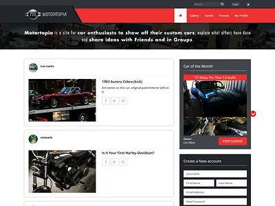 Social Network For Automotive Enthusiasts branding design typography web