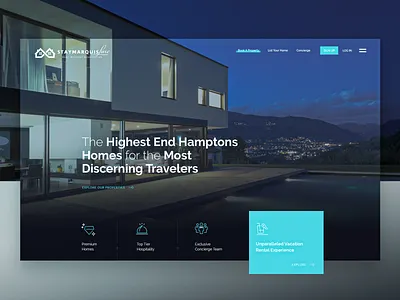 StayMarquis - Luxury Rentals Website accomodation airbnb design system homepage landing page luxury properties rentals responsive ui ux web web design website