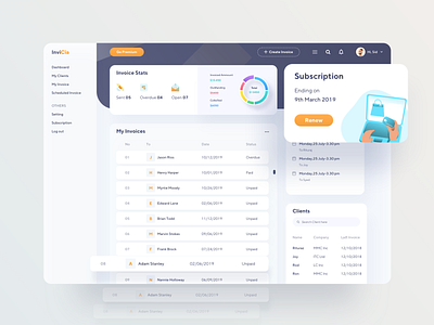 Invoice Generator UI 01 analytic application ui clean ui clients dashboard design dashboard ui generator hiwow invoice series sidebar menu subscription ui ux ux design web webapps