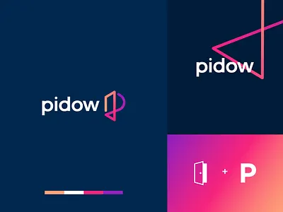 pidow abstract branding clever door gradient letter logo monogram p technology