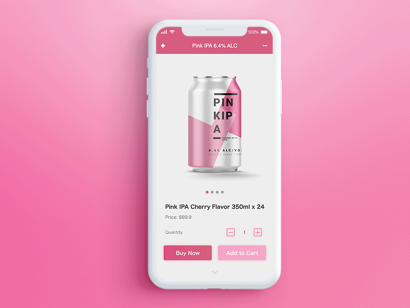 Beer app scroll transition app beer bubble ecommerce fizz fizzy pink scroll transition
