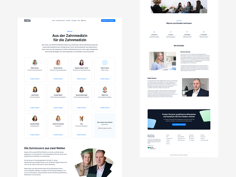 🔍 About page of DENTALFREUND branding clean dentist recruiting recruiting agency ui ux webdesign