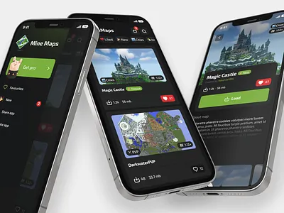 Mine Maps - Minecraft map sharing app app branding craft design flat games iphone logo maps mine minecraft minimal mockups mods pixels scene store ui ux