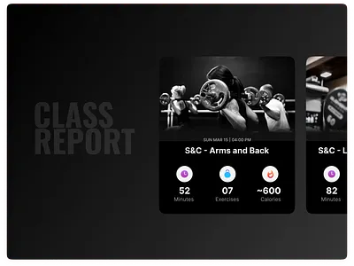 Class Reports | Workout app cards clean design ui ux