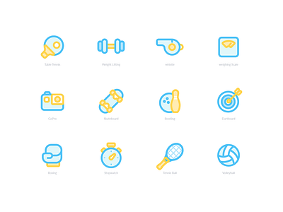 Sports Icon Set flat design stroke icons ui