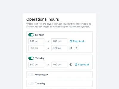 ⏱️ Set operational hours app design graphic design minimal ui ux web web application web design web site webdesign website