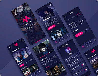 Movie app "Movieto" app app design application design app figma film mobile mobile app design mobile design mobile ui movie movie app movies streaming streaming app ui ui design ui kit ui kit design ui kits