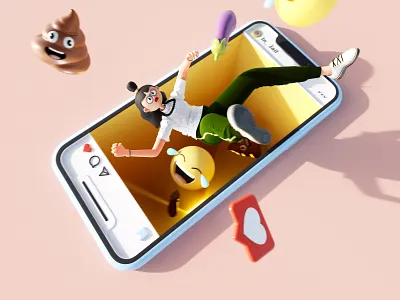Just 5 minutes, ok? 💩 3d addiction character cinema 4d digital emoji emotions facebook illustration instagram online panic studio post social content social media