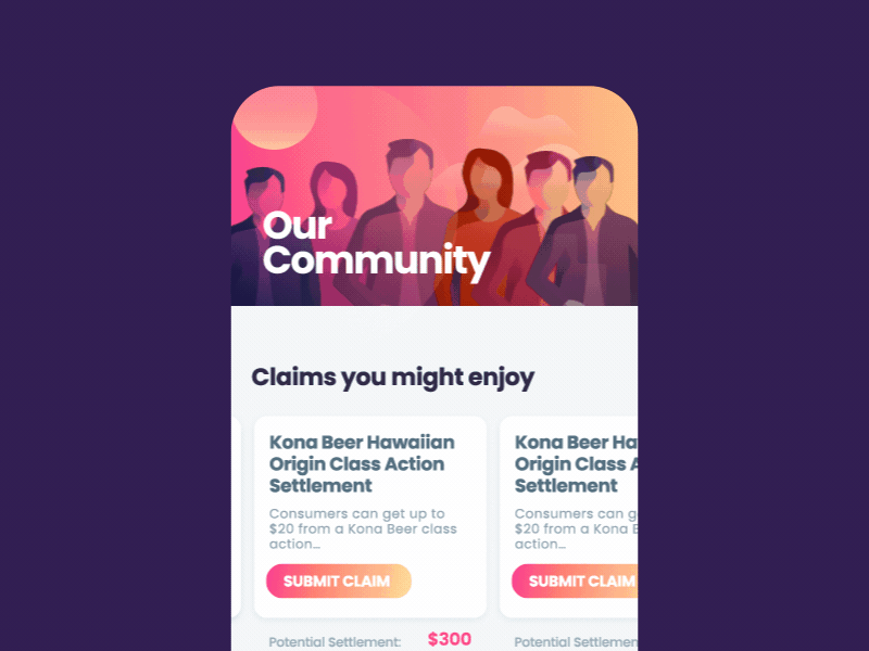 DoNotPay Community Page Animated animated animation app community design donotpay gif interfacedd mobile ui
