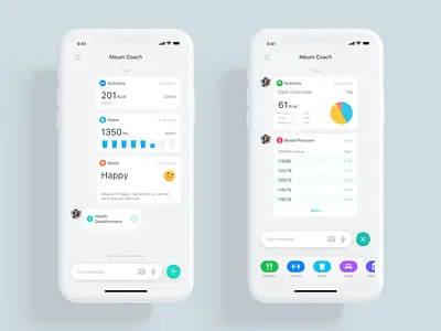 Meum Coach activity activity tracker ai app big data card coach dna fit fitness gene guide health healthcare im infographic information message ui ux