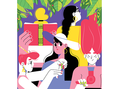 Daily women routine characterdesign color block flat girl power girls illustration leafs paint woman illustration women
