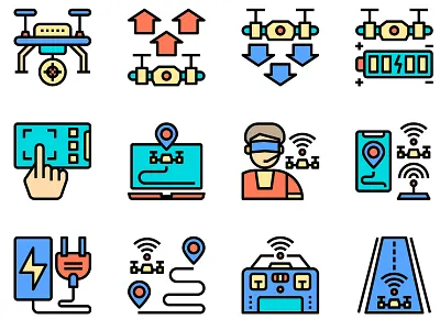 Drone Color Line camera control drone icon fly flyers icon set icons plane racing rank record target team