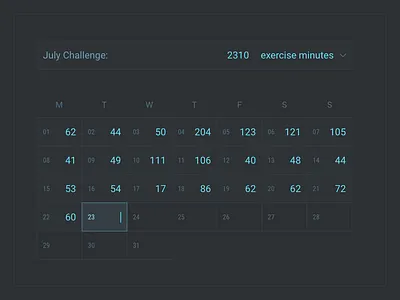 Monthly Challenge – Calendar calendar combo dark theme data visualization exercise input month