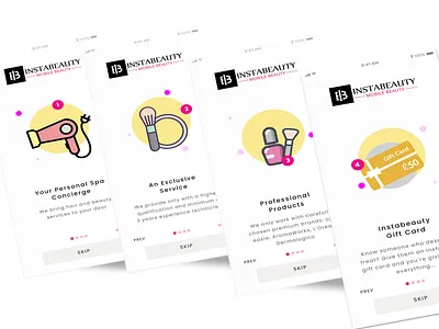 Walthrough Screens of Beauty Salon Service beauty salon branding design design designs graphic graphic design illustration mobile mobile app mobile app design mobile design mobile ui ui uidesign uidesigns uiux ux uxdesigns vector webdesign