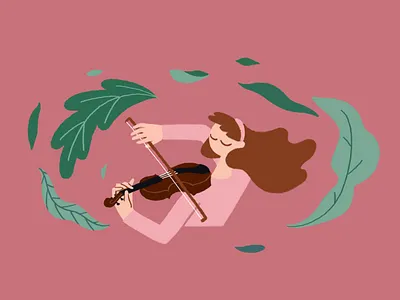 Violin doodle illustration instruments photoshop plants violin