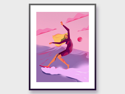 Surfer. art character character design clouds design illistration pose sea surfer texture vector wave