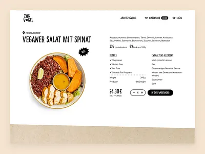 Zugvogel e commerce food shop ui ux vending web