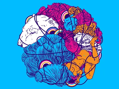 Stuff body color design colorful art digital illustration faces fantasy funky illustration imagination lowbrow art polar bear pop art popsurrealism skull art surreal art