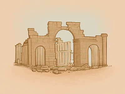 Palmyra archaeology coloring book heritage illustration ipad pro palmyra procreate ruin