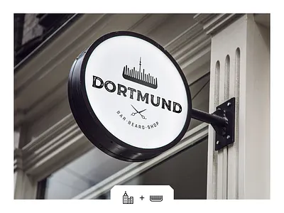 Logo for Dormund Barbershop barber barbershop beard brand identity brandidentity city comb dortmund florian tower germany hair haircut logo barbershop mustaches scissors shop sign style tipography vintage