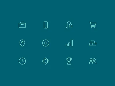 Riata Icons branding capital clean equity flat icons identity lines linework monoweight private ui venture web design website