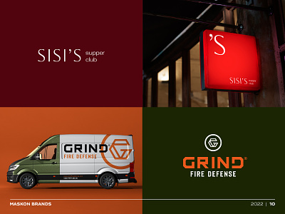 2022 - SISI'S + GRIND Fire Defence brand branding club defence design fire grind icon logo mark