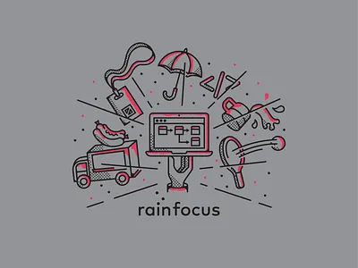T-shirt Illustration company company culture event food truck illustration laptop offsite rainfocus shirt swag tshirt