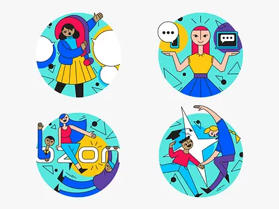 Illustrations for Ozon Career site career circle e commerce geometry illustration job people student work students vector