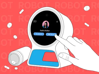Pillo Home Healthcare Robot — Calls ai artificial intelligence audio caregiver conact custom device friend health intercation med medicare medicine pill profile robot talk ui ux video