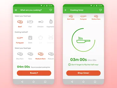 Daily UI challenge - Cooking timer android app cooking cooking app dailyui design digital digitaldesign droid mobile mobile app mobile app design mobile design mobile ui sketchapp ui uidesign visual