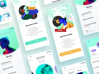 music app app blue design flat illustration ui