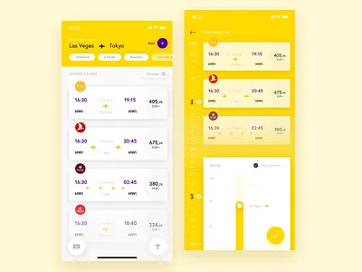 Flight UI design & filter app application bitfuel brand colorful colors concept design digital download flat free icon illustration minimal typography ui ux web website