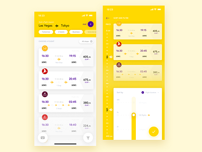 Flight UI design & filter app application bitfuel brand colorful colors concept design digital download flat free icon illustration minimal typography ui ux web website